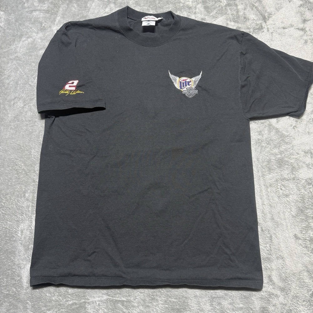 Vintage Chase Authentics Rusty Wallace Miller Lite Harley Davidson Shirt XL